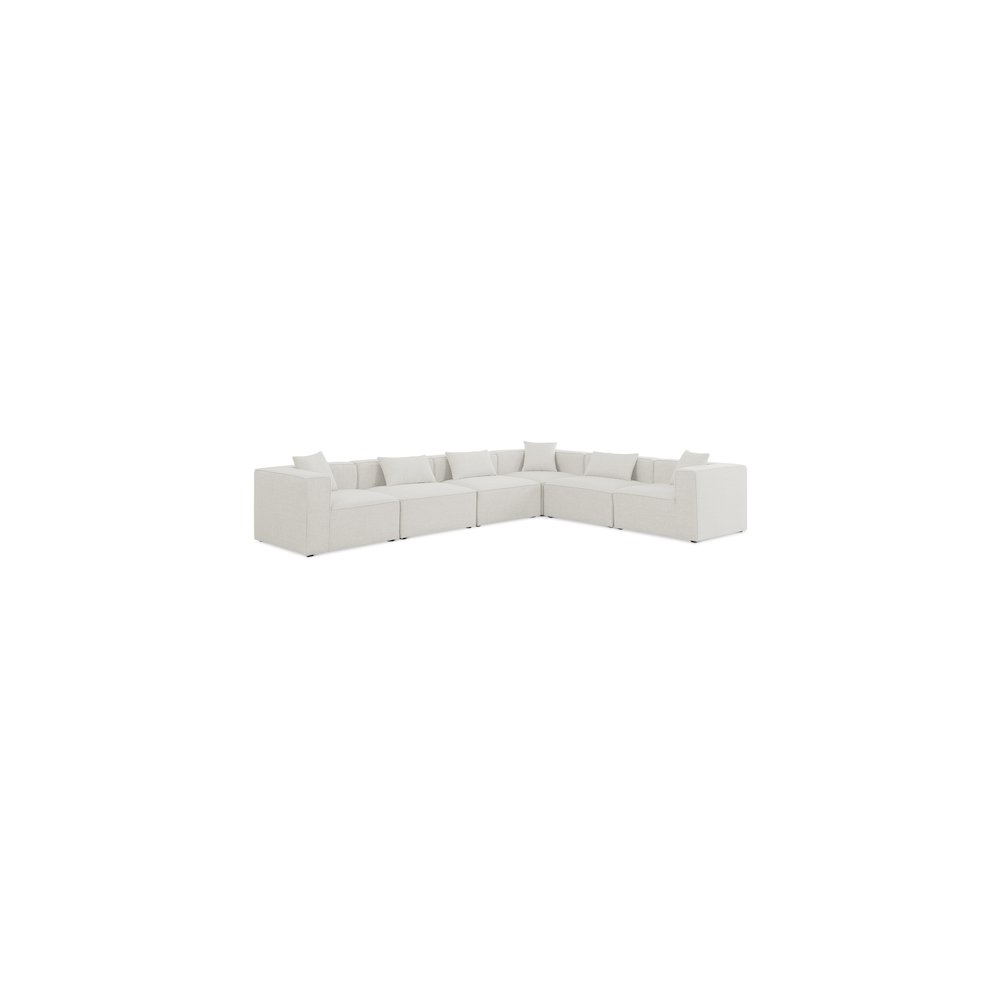 Cube Cream Durable Linen Textured Modular Sectional