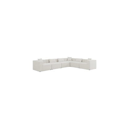 Cube Cream Durable Linen Textured Modular Sectional