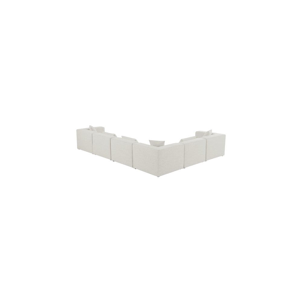 Cube Cream Durable Linen Textured Modular Sectional