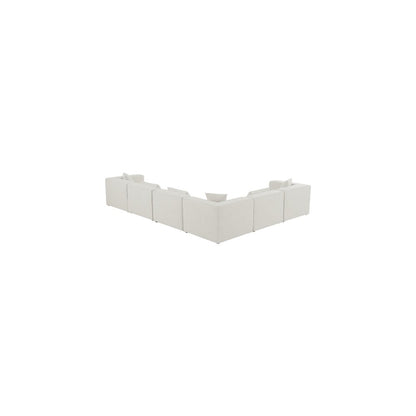 Cube Cream Durable Linen Textured Modular Sectional