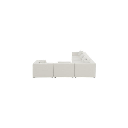 Cube Cream Durable Linen Textured Modular Sectional