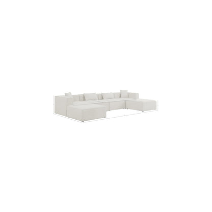 Cube Cream Durable Linen Textured Modular Sectional