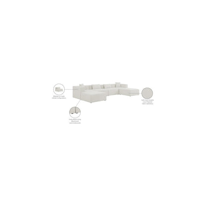 Cube Cream Durable Linen Textured Modular Sectional