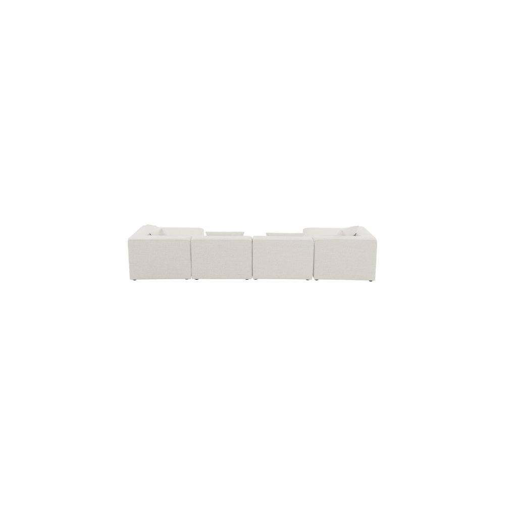 Cube Cream Durable Linen Textured Modular Sectional