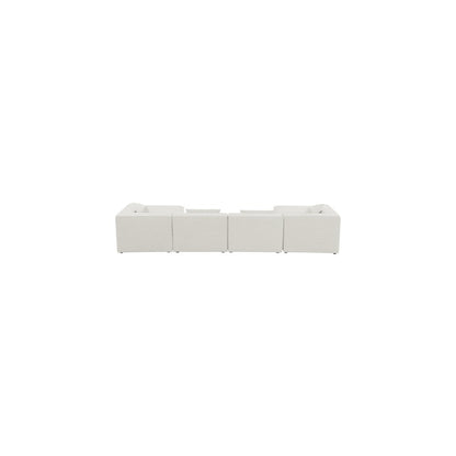 Cube Cream Durable Linen Textured Modular Sectional
