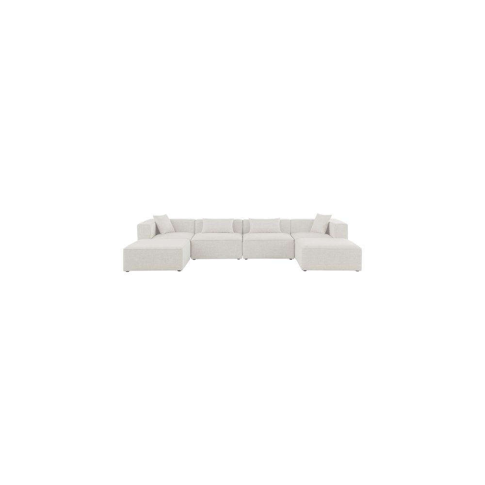 Cube Cream Durable Linen Textured Modular Sectional