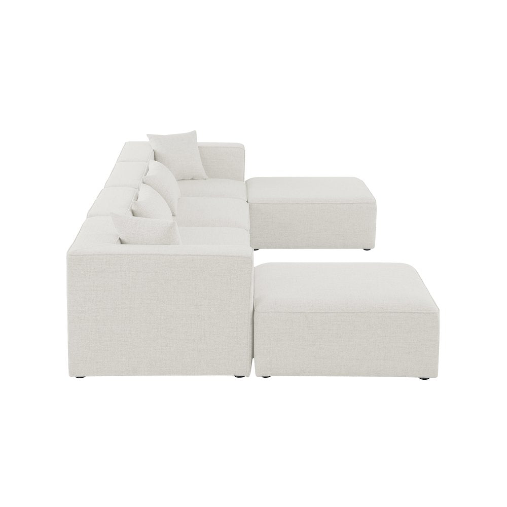 Cube Cream Durable Linen Textured Modular Sectional