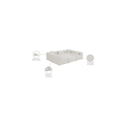 Cube Cream Durable Linen Textured Modular Sectional