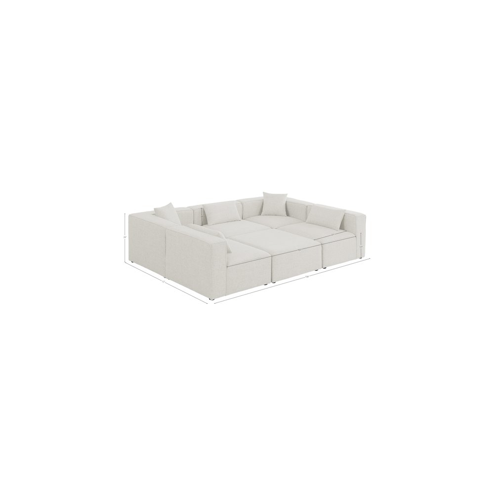 Cube Cream Durable Linen Textured Modular Sectional