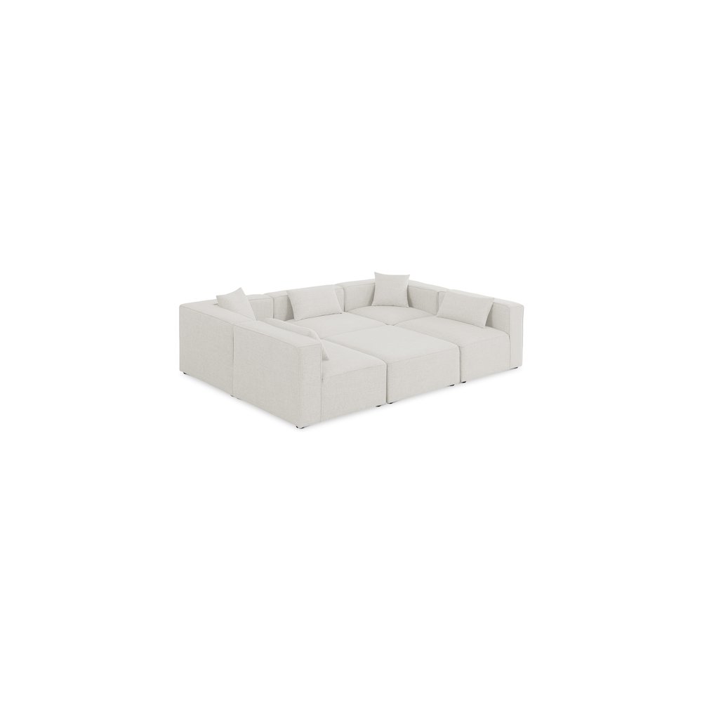 Cube Cream Durable Linen Textured Modular Sectional