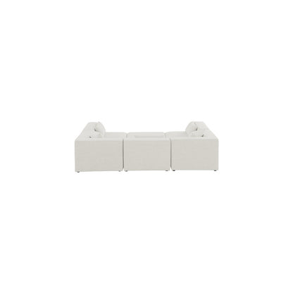 Cube Cream Durable Linen Textured Modular Sectional
