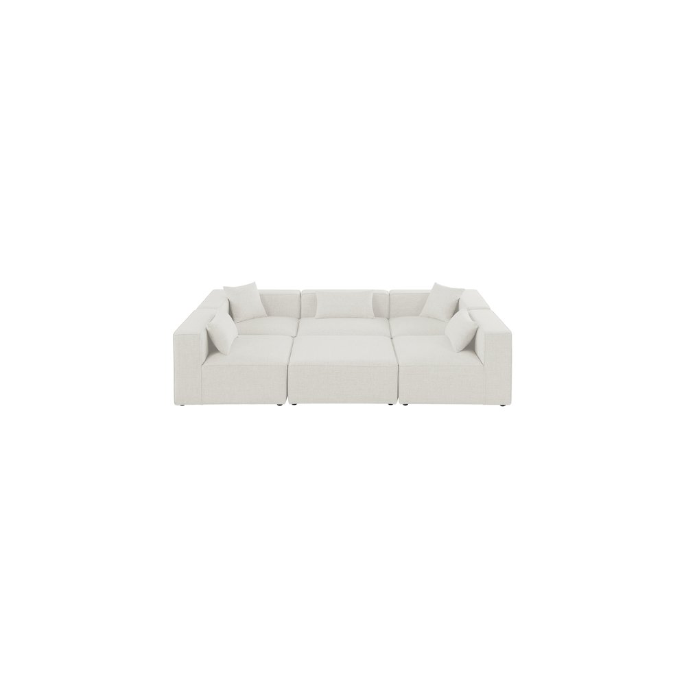 Cube Cream Durable Linen Textured Modular Sectional
