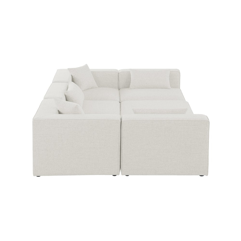 Cube Cream Durable Linen Textured Modular Sectional