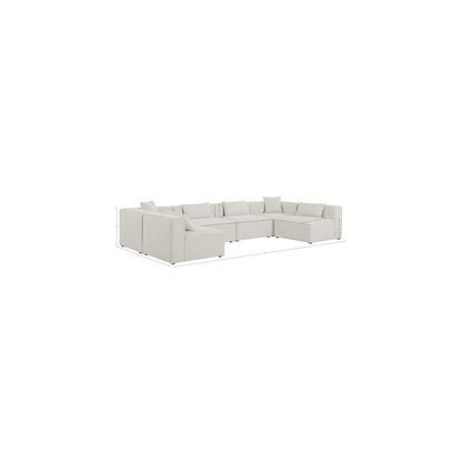 Cube Cream Durable Linen Textured Modular Sectional