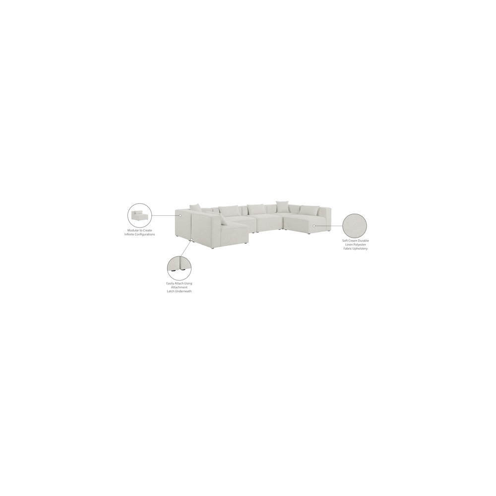 Cube Cream Durable Linen Textured Modular Sectional