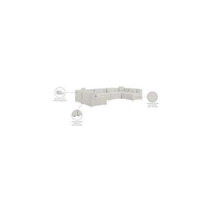 Cube Cream Durable Linen Textured Modular Sectional