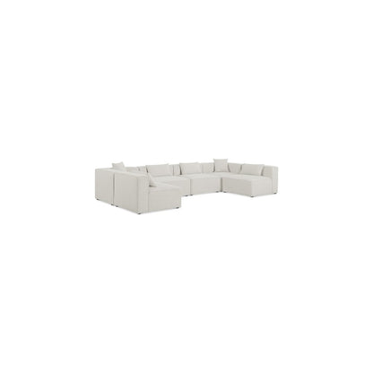 Cube Cream Durable Linen Textured Modular Sectional