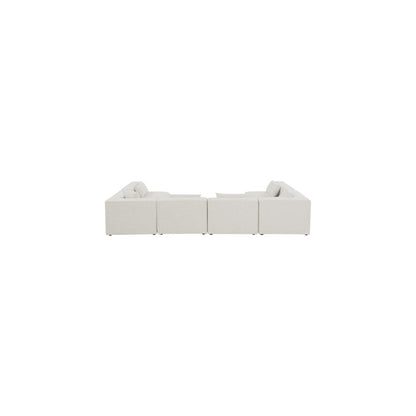 Cube Cream Durable Linen Textured Modular Sectional