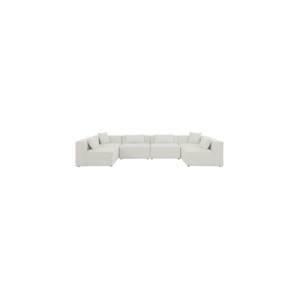 Cube Cream Durable Linen Textured Modular Sectional