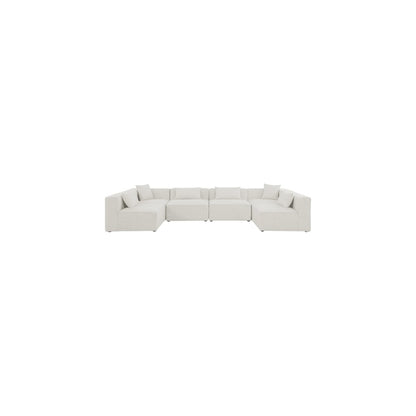 Cube Cream Durable Linen Textured Modular Sectional