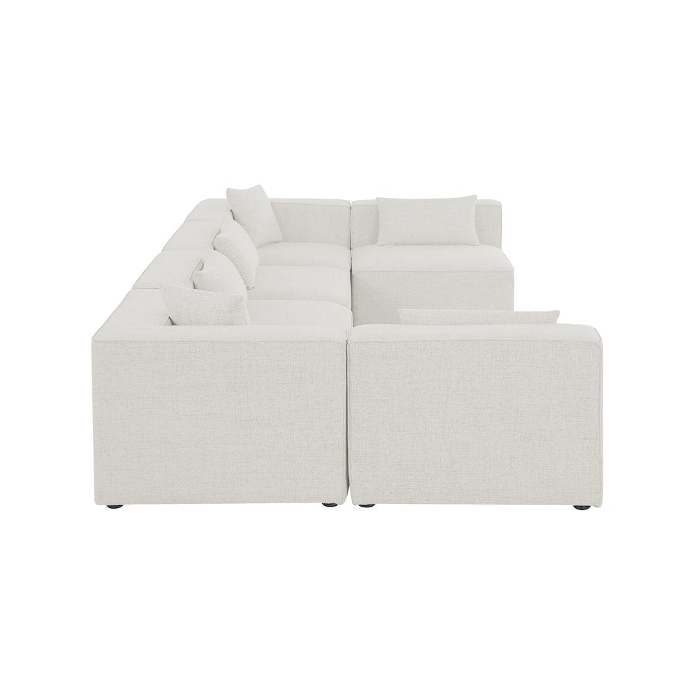 Cube Cream Durable Linen Textured Modular Sectional