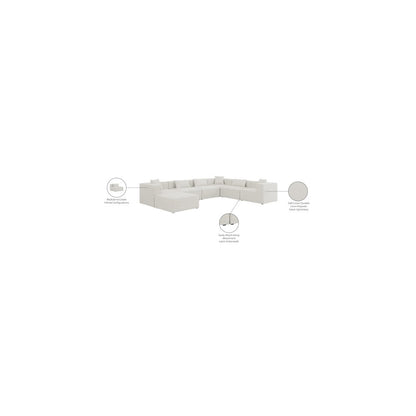 Cube Cream Durable Linen Textured Modular Sectional