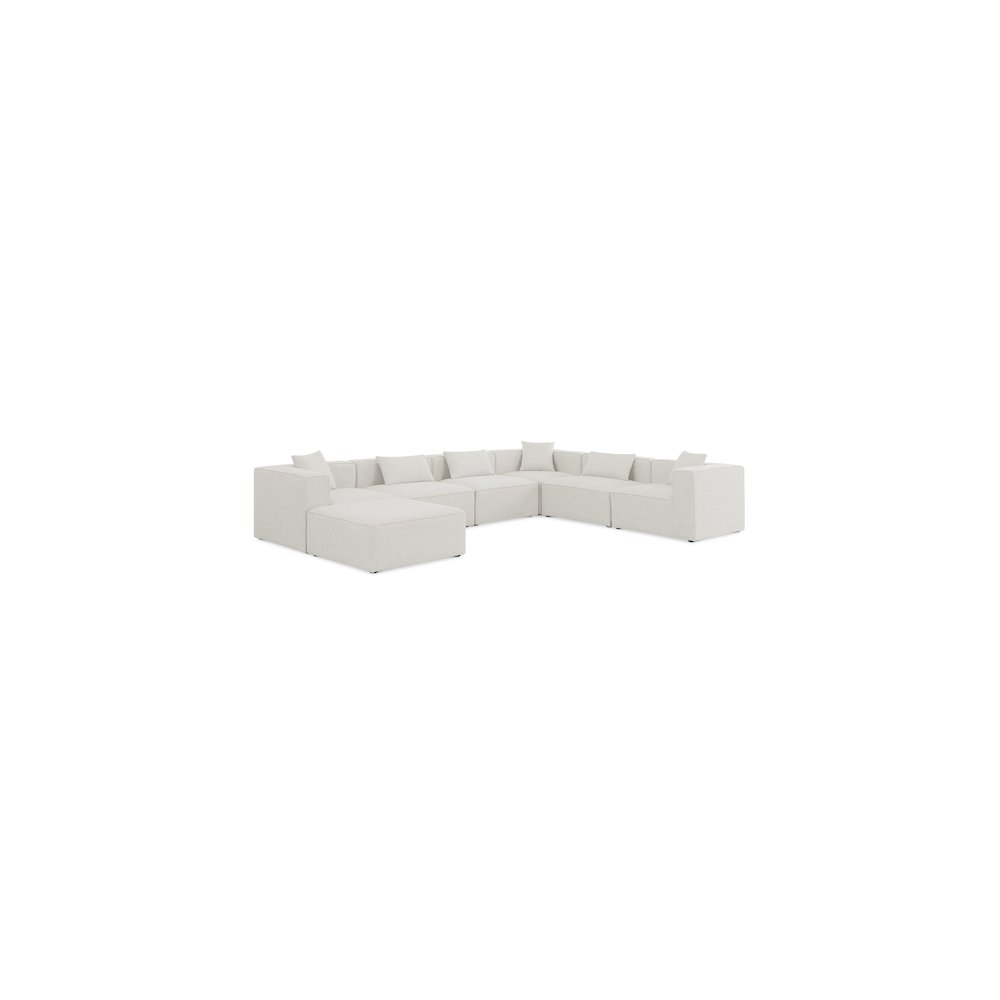 Cube Cream Durable Linen Textured Modular Sectional