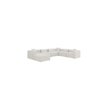 Cube Cream Durable Linen Textured Modular Sectional