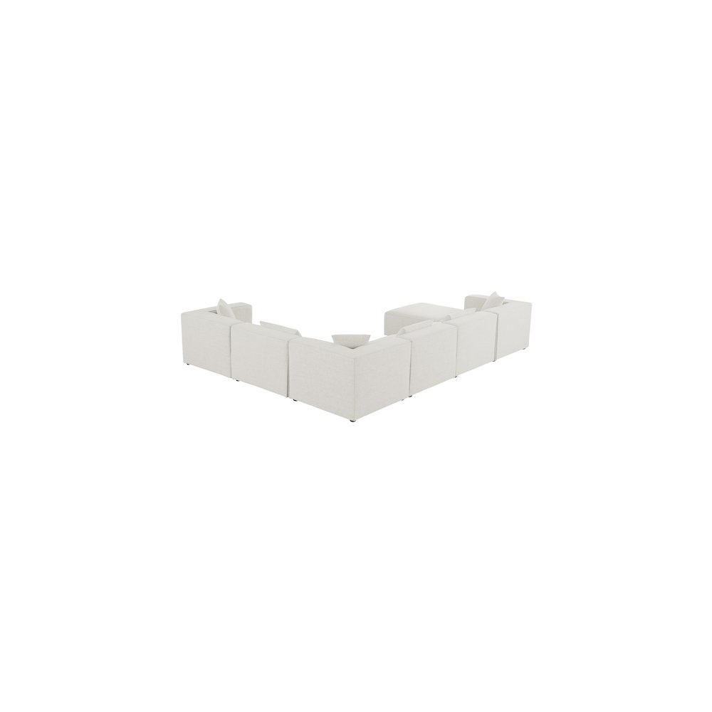Cube Cream Durable Linen Textured Modular Sectional
