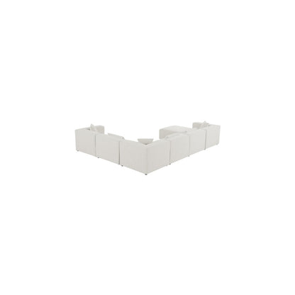 Cube Cream Durable Linen Textured Modular Sectional
