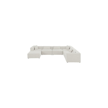 Cube Cream Durable Linen Textured Modular Sectional