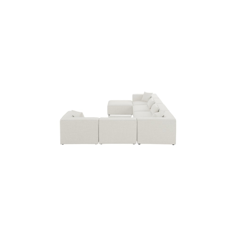 Cube Cream Durable Linen Textured Modular Sectional