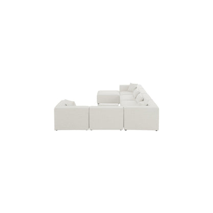 Cube Cream Durable Linen Textured Modular Sectional
