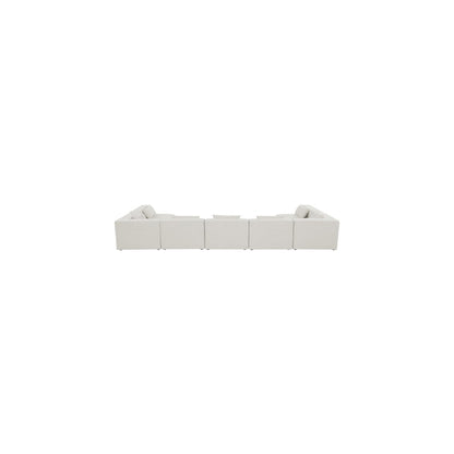 Cube Cream Durable Linen Textured Modular Sectional