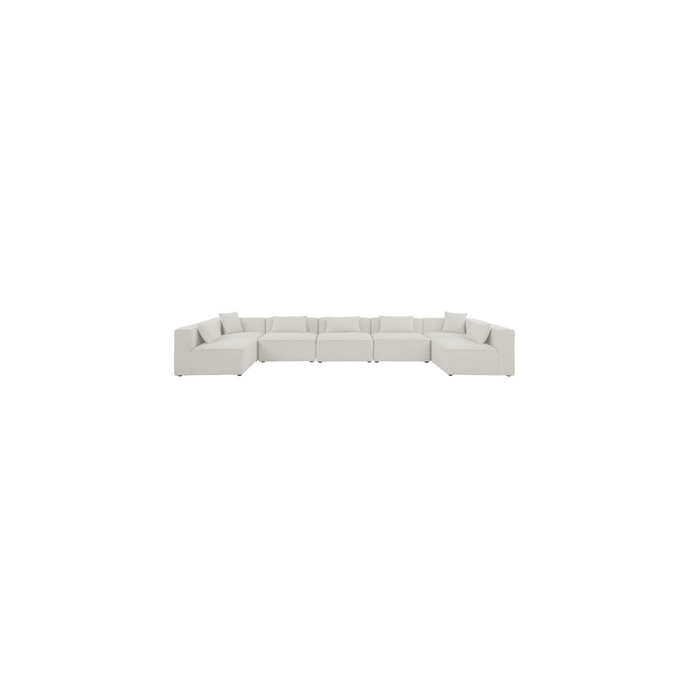Cube Cream Durable Linen Textured Modular Sectional