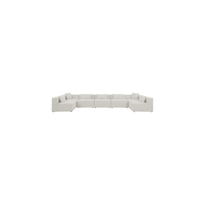 Cube Cream Durable Linen Textured Modular Sectional