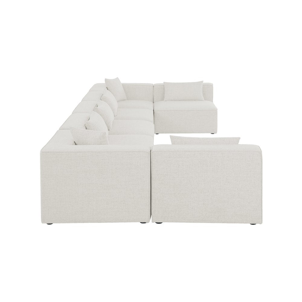 Cube Cream Durable Linen Textured Modular Sectional