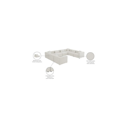 Cube Cream Durable Linen Textured Modular Sectional