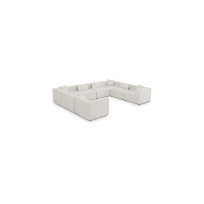 Cube Cream Durable Linen Textured Modular Sectional