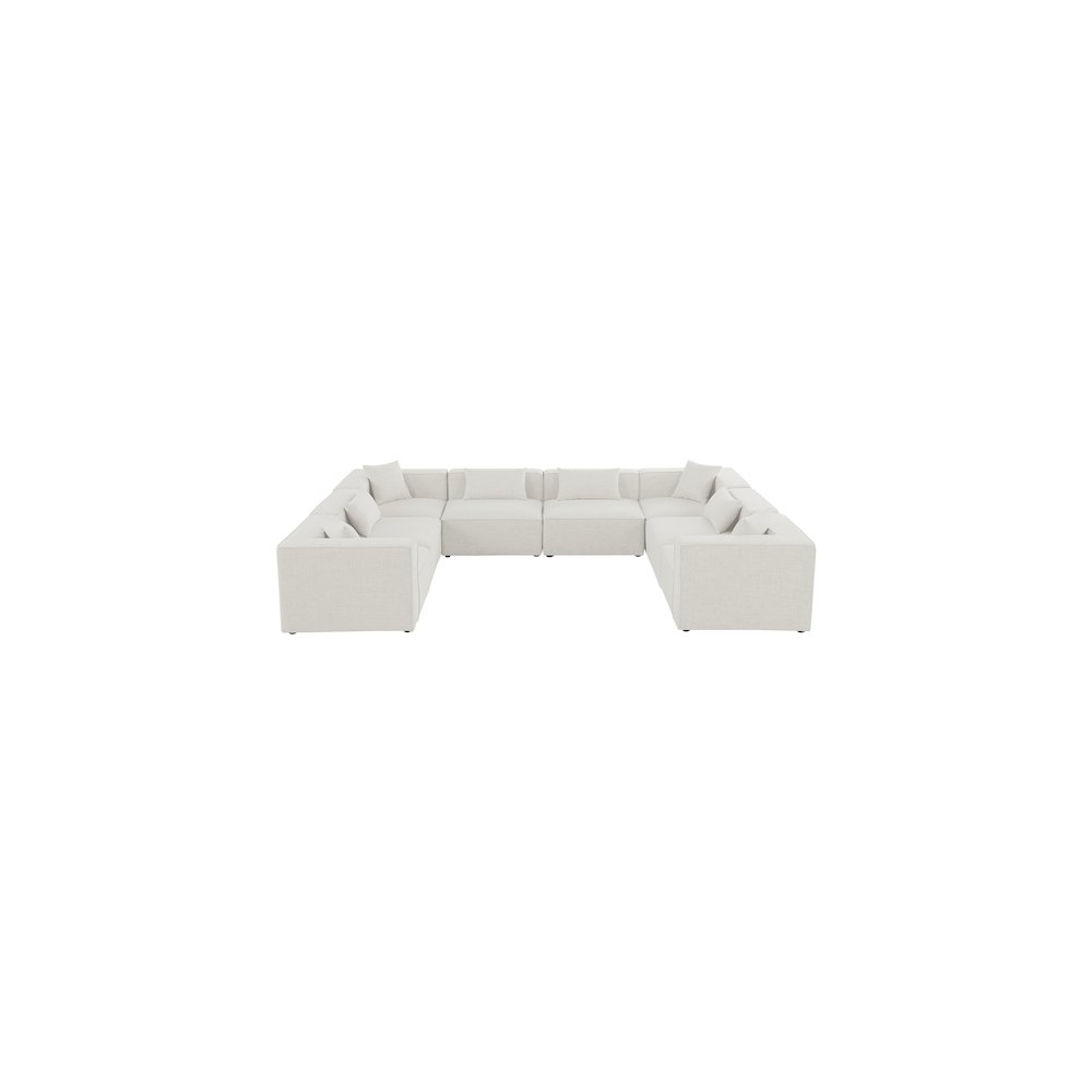 Cube Cream Durable Linen Textured Modular Sectional