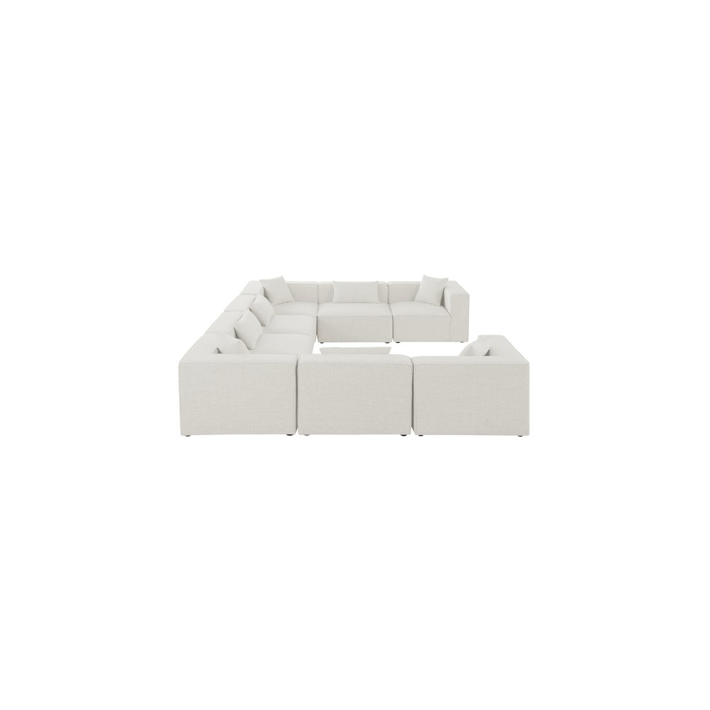 Cube Cream Durable Linen Textured Modular Sectional