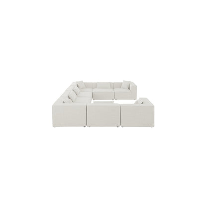 Cube Cream Durable Linen Textured Modular Sectional