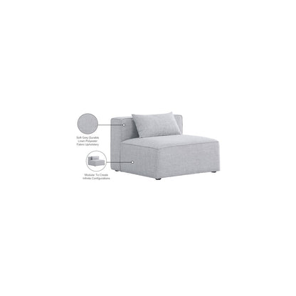Cube Grey Durable Linen Textured Armless Chair