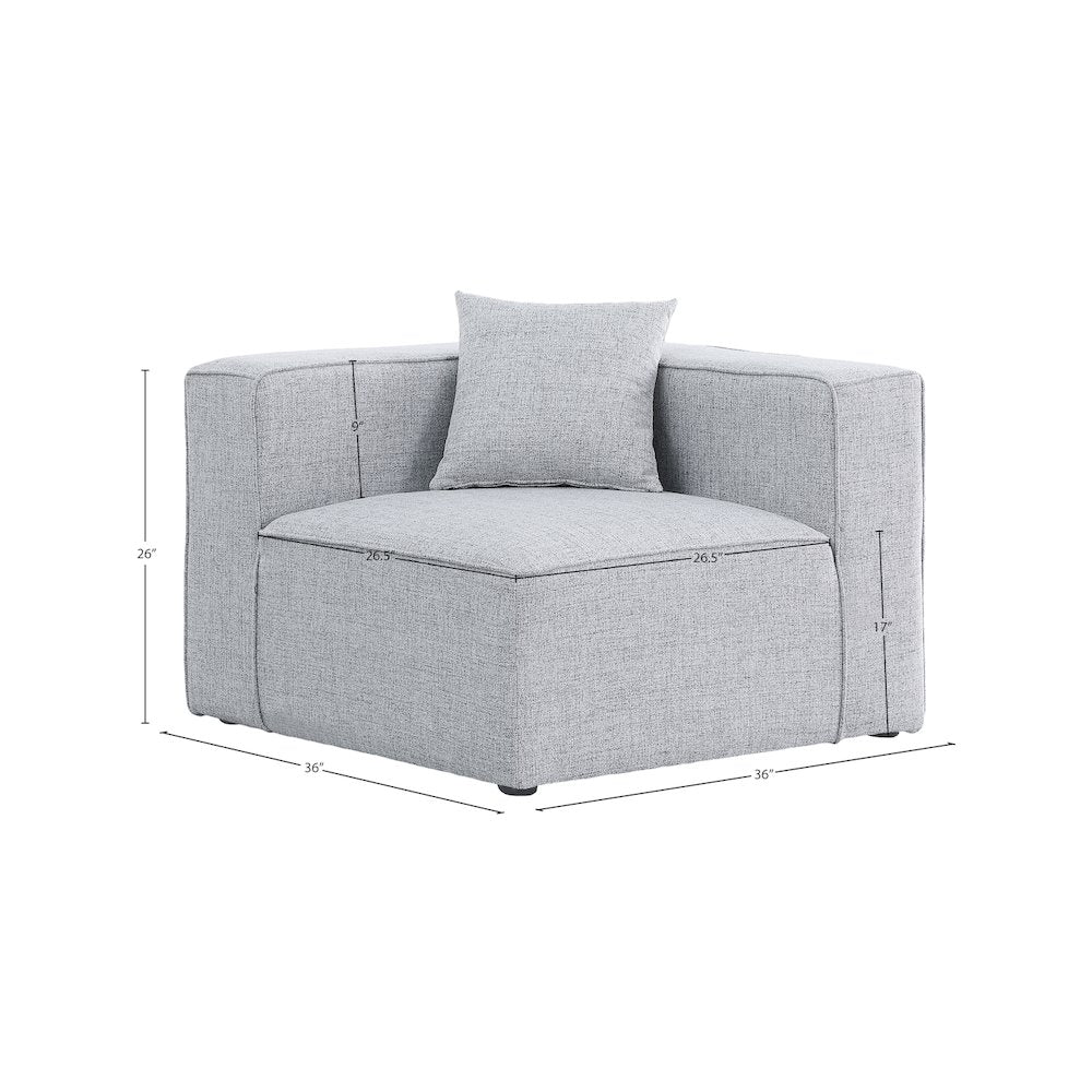 Cube Grey Durable Linen Textured Corner Chair