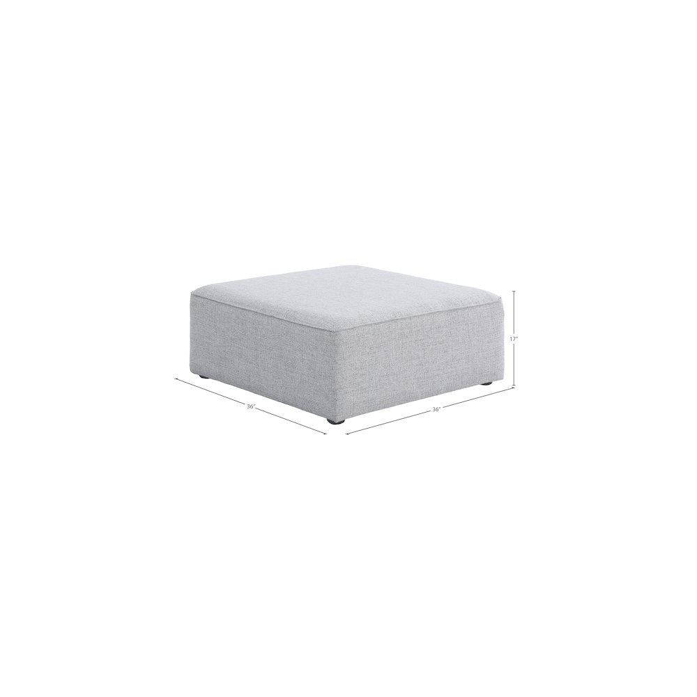 Cube Grey Durable Linen Textured Ottoman