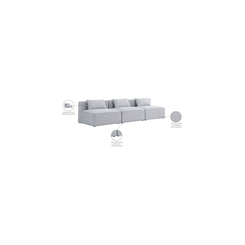 Cube Grey Durable Linen Textured Modular Sofa
