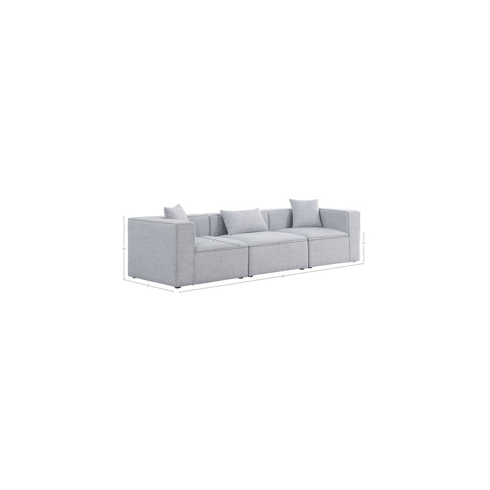 Cube Grey Durable Linen Textured Modular Sofa