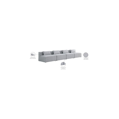 Cube Grey Durable Linen Textured Modular Sofa