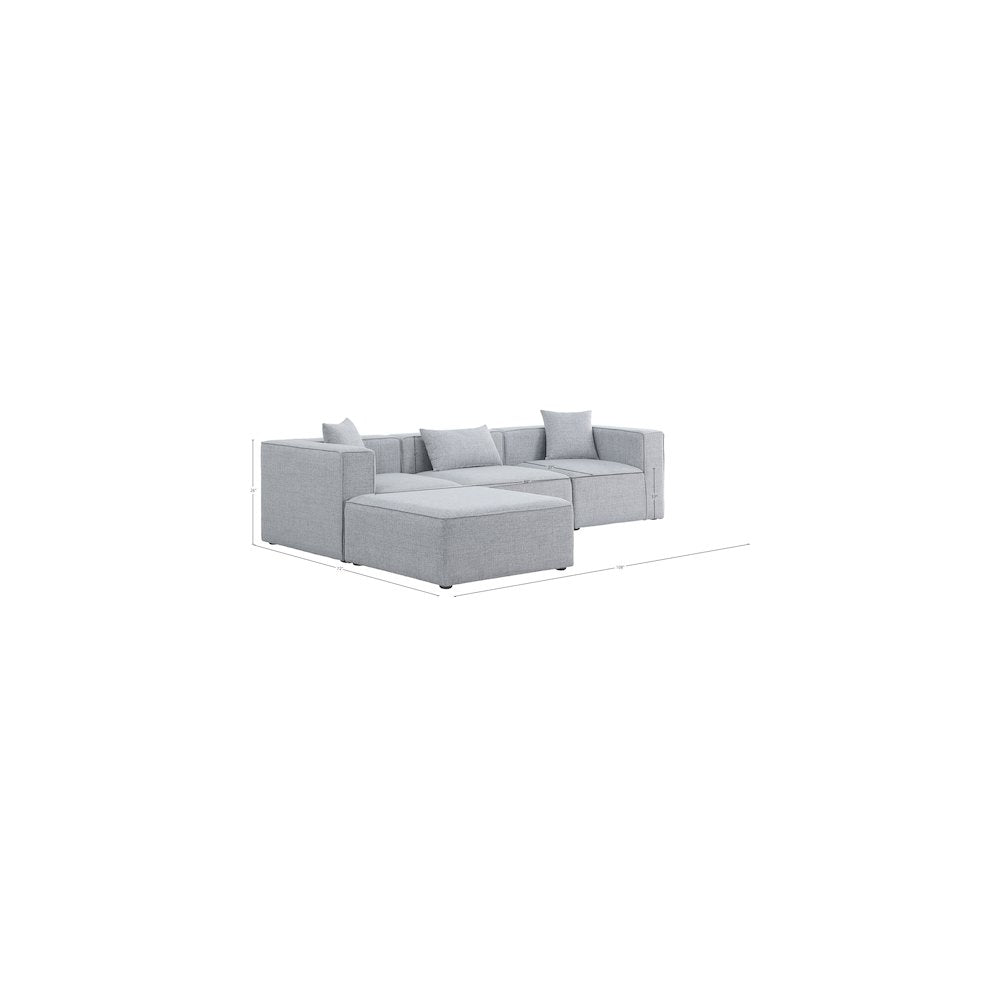 Cube Grey Durable Linen Textured Modular Sectional