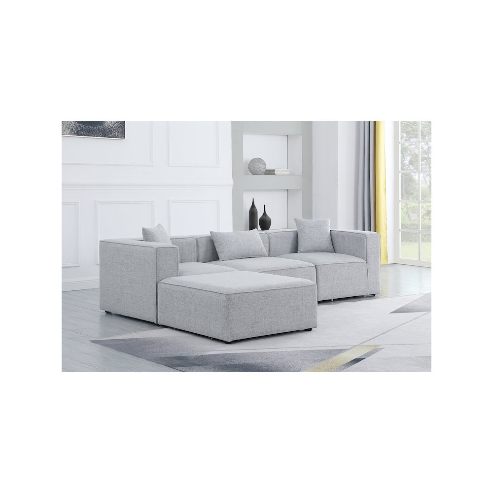 Cube Grey Durable Linen Textured Modular Sectional